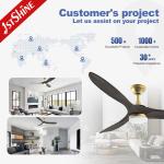 60 Inches Luxury 3 Wooden Blades Ceiling Light With Fan Quiet Dc Motor