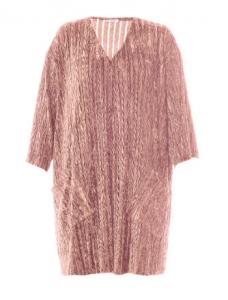 China Pink Color Plus Size Autumn Dresses V Neck Feather Medium Sweater Dresses on sale