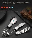 Stainless Steel Folding Knife Spoon Fork, Camping Utensils Set Foldable Travel