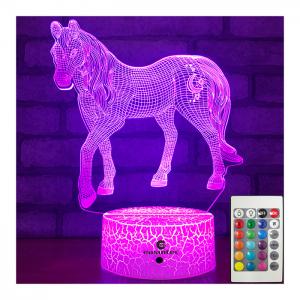 Wholesale Timer Remote 3D Illusion Night Light Horse Multipurpose For Kids from china suppliers