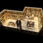 T4 LED Gold Shoe Display Racks Furniture 15mm MDF Spray Painted