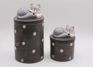 Wholesale Fox Shaped Ceramic Treat Jar Silicone Airtight Food Container Hand Painted from china suppliers