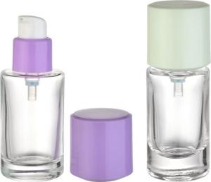 China Customized Glass foundation bottle 30ml with over cap on sale