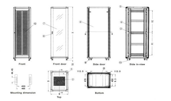 Customize Size 42U Server Rack Network Cabinet Ce Equipment Wall Mount