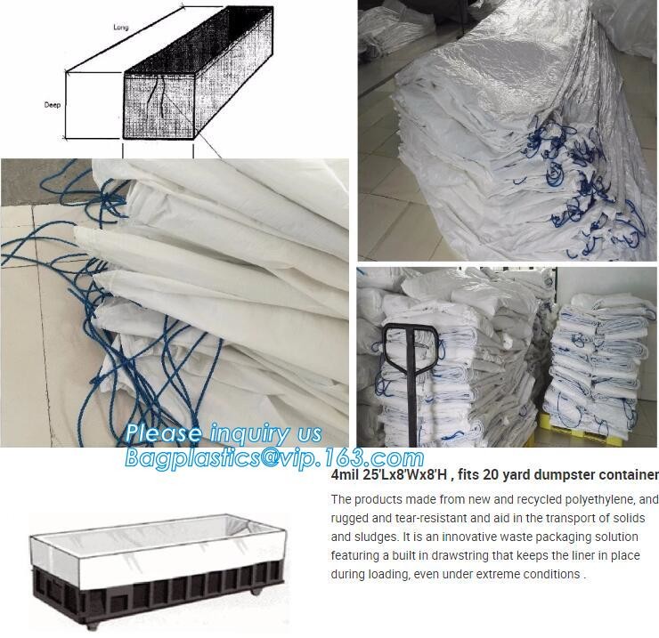 6Mil Drawstring White Waterproof Dumpster Container Liners,Recycled PE Dumpster Container Liners For Garbage Disposable