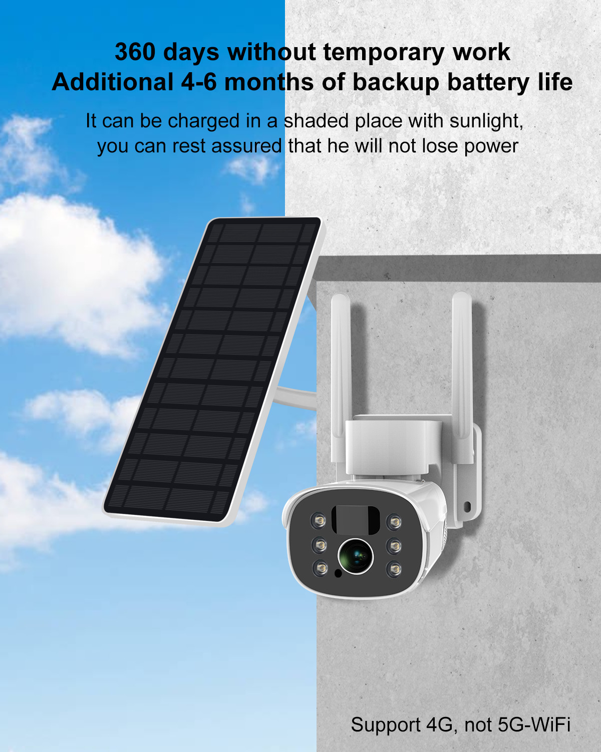 Glomarket Tuya Smart Wifi Solar Camera Outdoor Surveillance PTZ Camera With Solar Panels