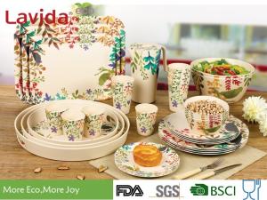 Wholesale Customized Bamboo Disposable Dinnerware European Water - Colored Flowers And Birds Style from china suppliers