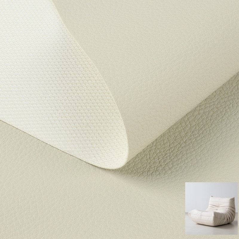 Eco Friendly PVC Leather For Furniture French Terry Base Litchi Grain Leather