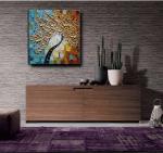 Modern Style Hand Painted Canvas Oil Painting of Blossoming Almond Tree Flowers