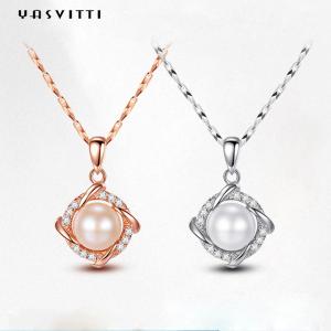 Wholesale 45.5cm Christmas 8g Sterling Silver Jewelry Necklaces 14K 28mm Pearl Diamond Necklace from china suppliers