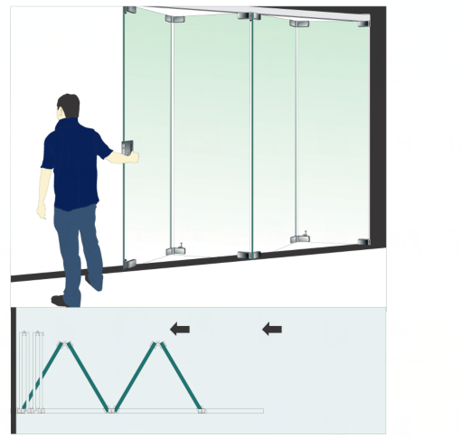 Satin/Polish Finish Folding Glass Sliding Door for Office Glass Partition Hardware