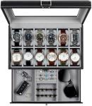 GUKA Watch Box 12 Slot Watch Display Organizer Leather Jewelry Case Drawer Glass