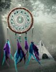 New Dream Catcher with Purple Floral Feather Car Wall Hanging Decor Ornament
