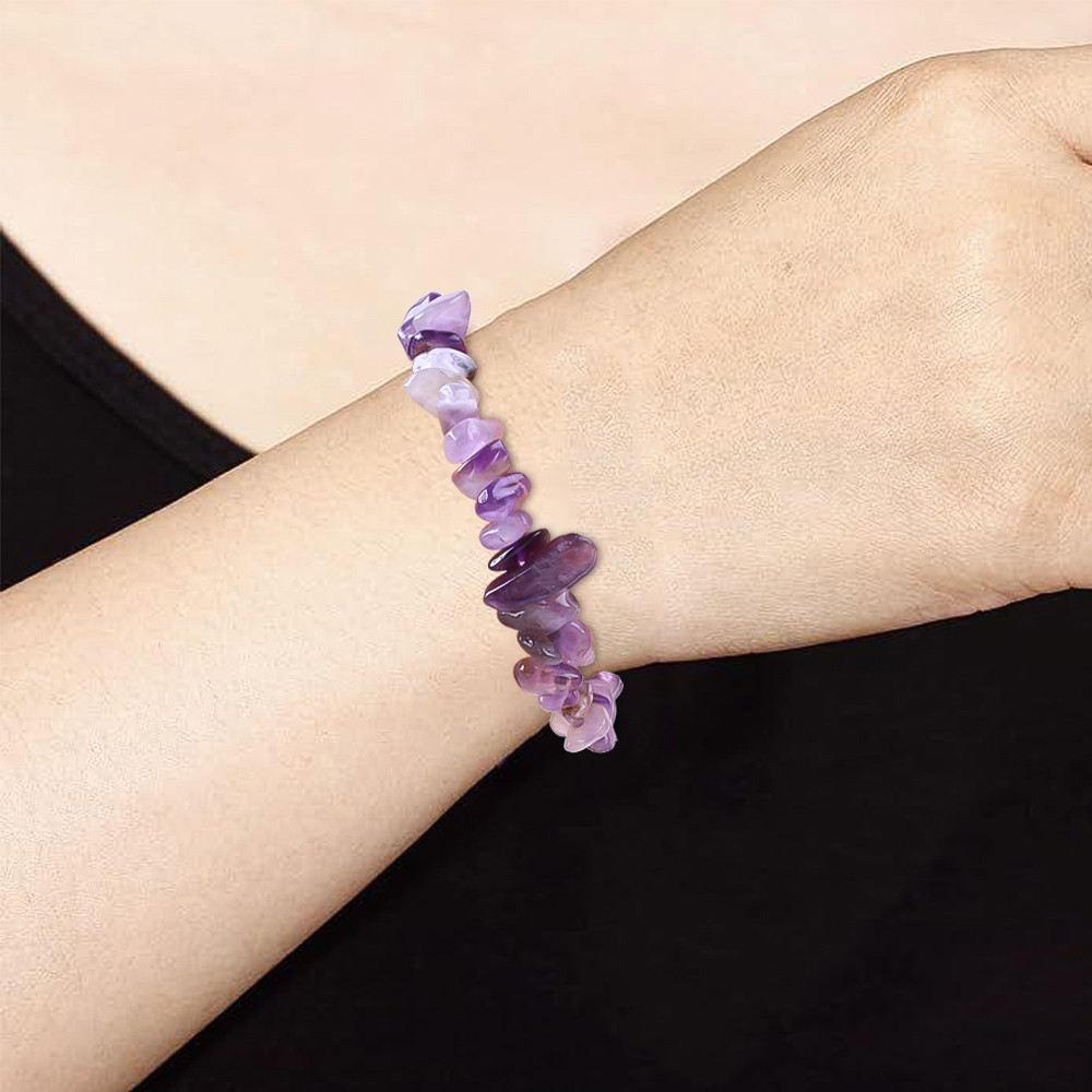 Handmade Chips Gravel Stone Bracelet Irregular Amethyst Healing Energy Jewelry