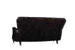 High Back Three Seater Leather Sofa Vintage Double Color For 5 Star Hotel
