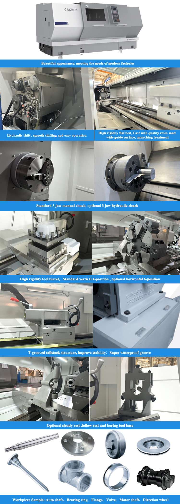SMTCL Small Metal CNC Lathe CAK3665 Automatic Torno Flat Bed CNC Lathe Turning Center