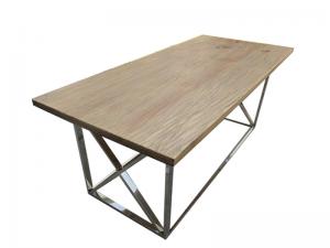 Wholesale Pine Wood Dining Retro Trunk Table With Stainless Steel Metal Legs from china suppliers