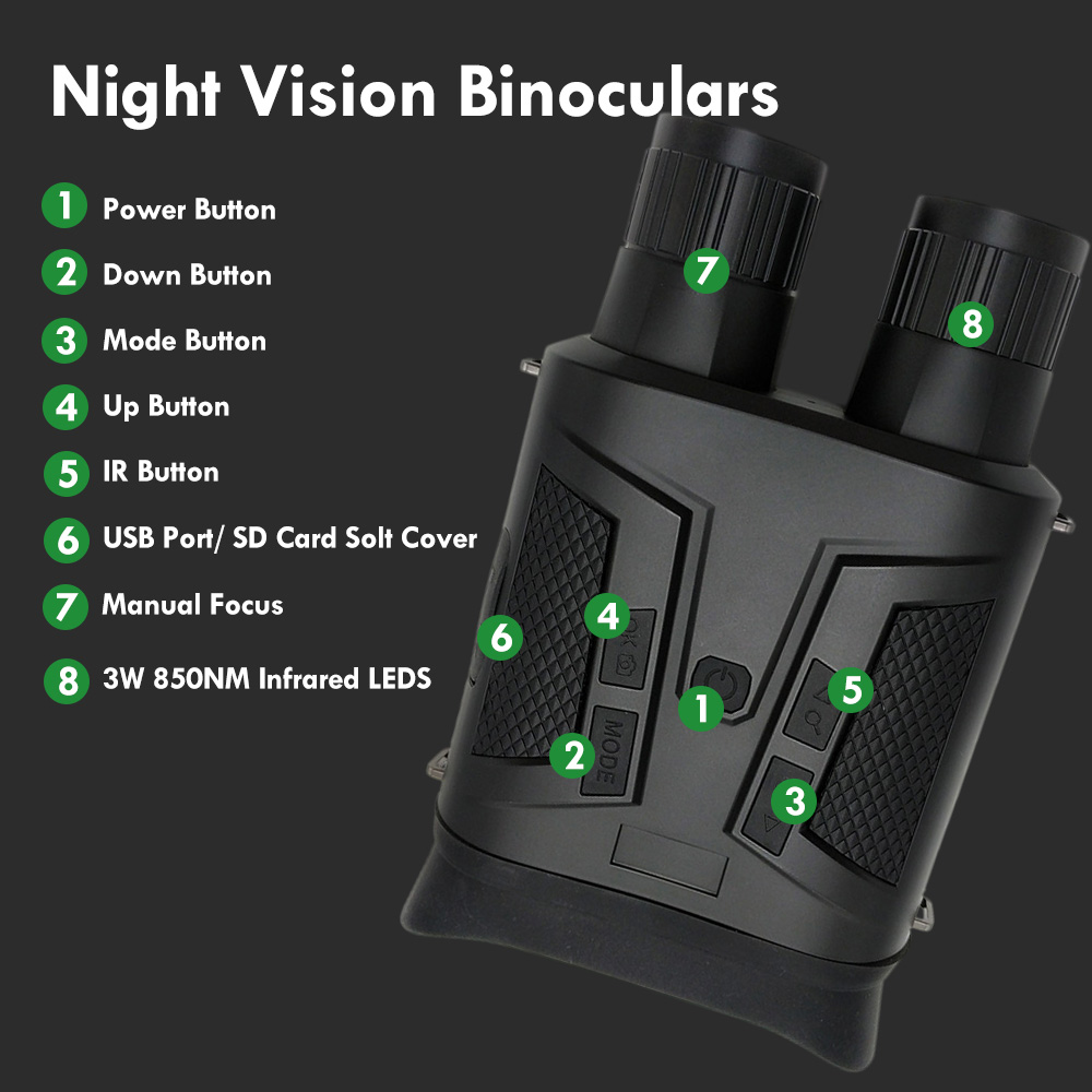 NV800SC 2K 850nm 854x480 3" LCD Head Mount Infrared Night Vision Binoculars For Camping