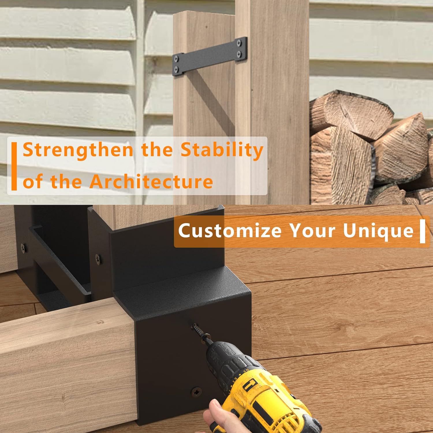 Easy to Carry and Store Firewood Rack Heavy Duty Brackets Kit for Indoor and Outdoor