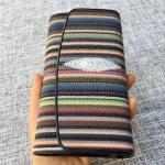 Stripe Designer Authentic Stingray Skin Women's Long Clutch Wallet Genuine