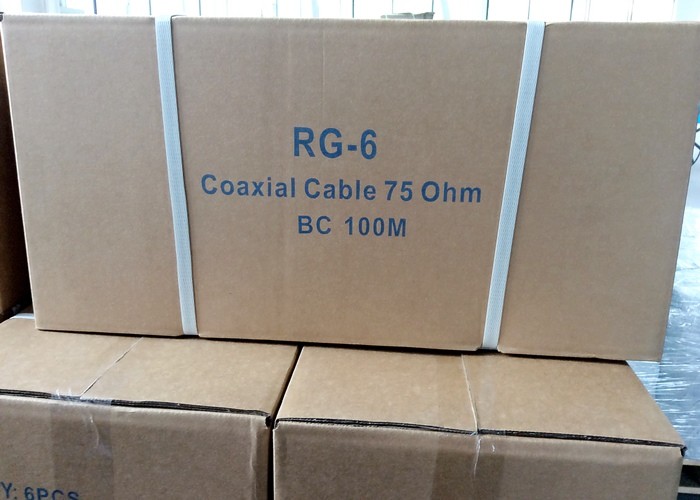 Blue Transparent PVC CATV 18 Awg Coaxial Cable , RG6U Coaxial Cable AL MG Braiding