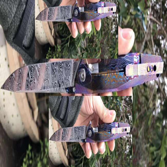 Luxury punched Foldable Tactical Hunting Knife Damascus Knife Set