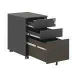 Black 0.5 - 1.2mm Lockable Storage Cabinet , Metal Office Mobile Pedestal