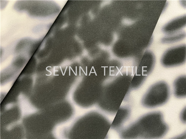 Stretch Grey Printed Thin Recycled Poly Lycra Fabric For Leggings