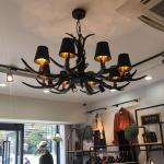 Black antler chandelier Lighting With Lampshade For Coffee Bar Restaurant (WH-AC