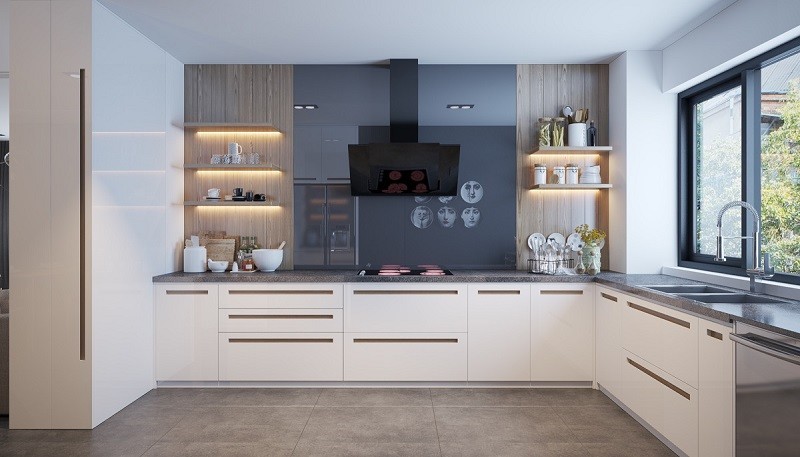 20mm 50cm Modern Modular Kitchen Cabinets With Oven Cabinet Plywood Door