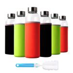 500Ml 700Ml Transparent Glass Water Bottle With Stainless Steel Lid