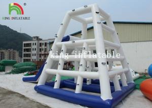 Wholesale White / Blue Heat Sealed Inflatable Water Toy / Aqua PVC Climbing Tower With Slide from china suppliers