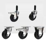 4 Inch/100 MM Rubber Top Swivel Brake Caster Wheels For Antistatic Trolley