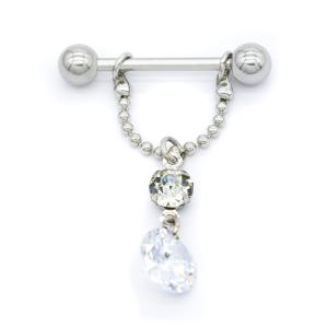 Wholesale Clear Round Zircon Stone Dangling Nipple Piercings Jewelry 14G 16mm from china suppliers
