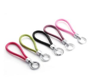 Wholesale New creative gift product pu leather woven metal keychain keyrings from china suppliers
