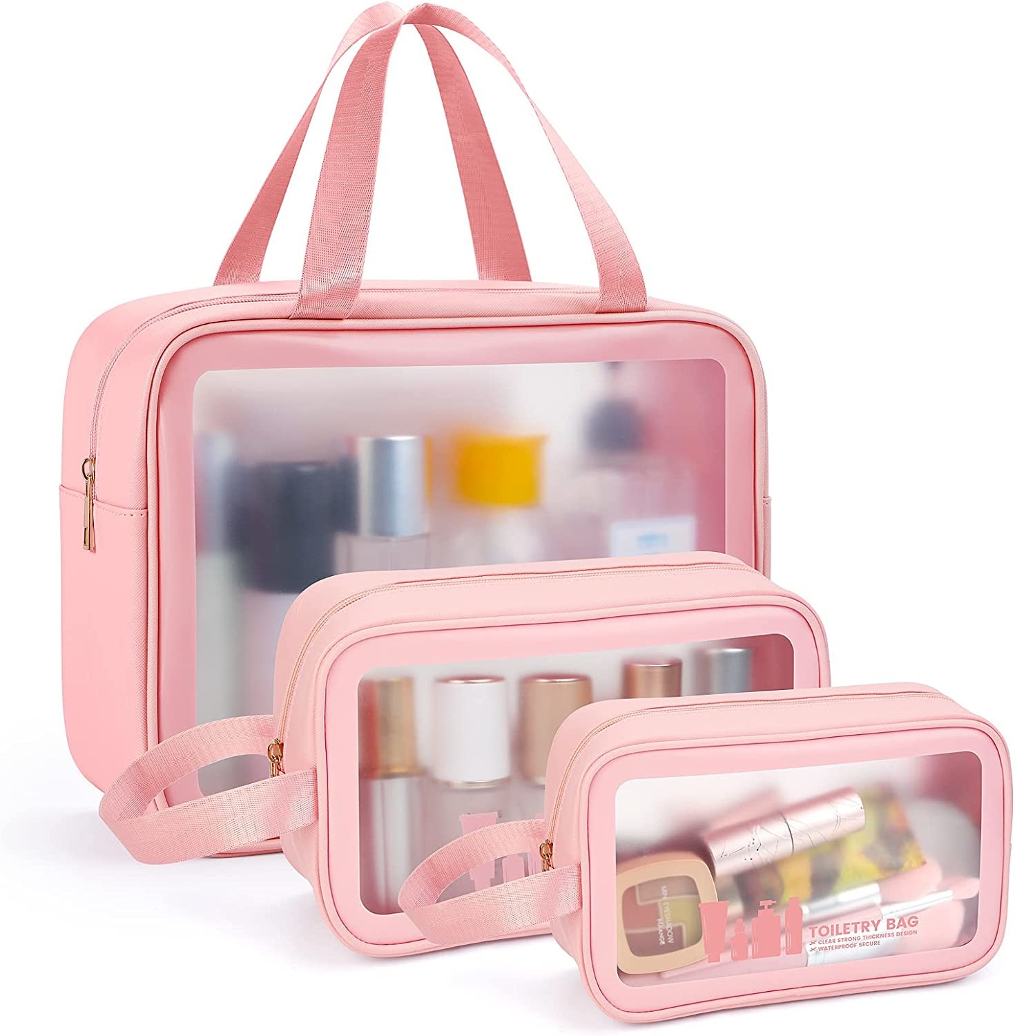 Women Transparent Glitter Makeup Bag Clean PVC Cosmetic Bag