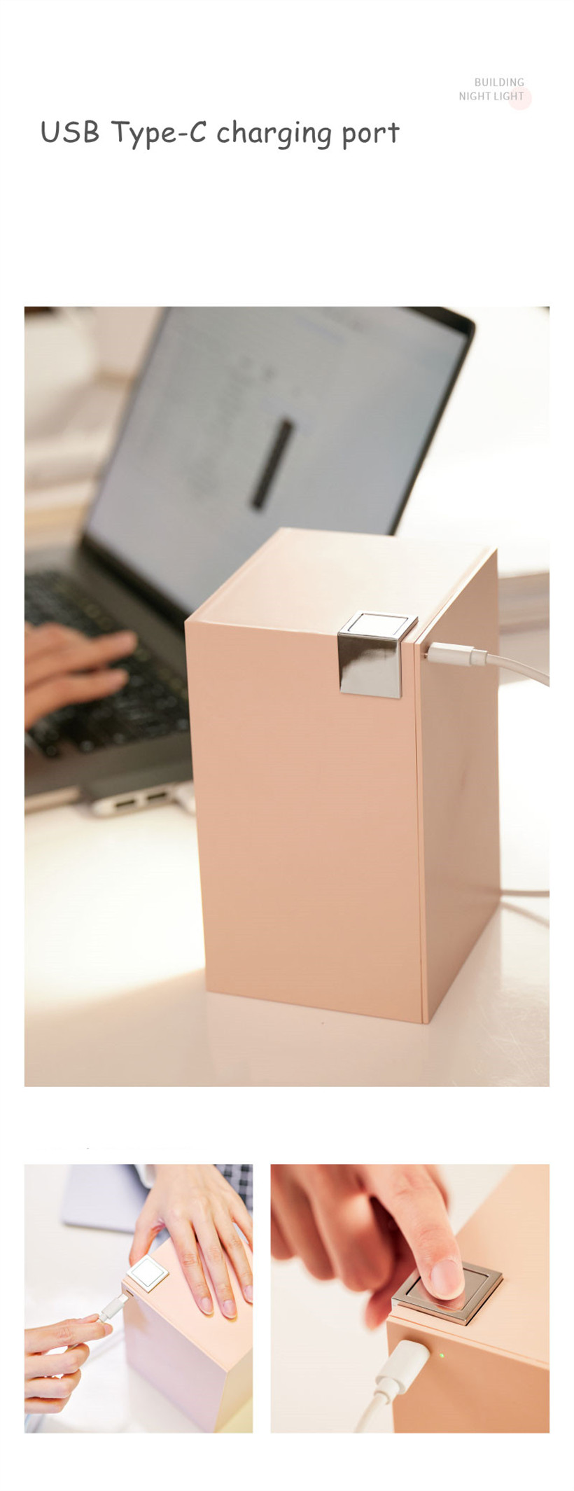 Building Shape Home Decoration Rechargeable Sleeping Night Lamp With 3 Level Brightness