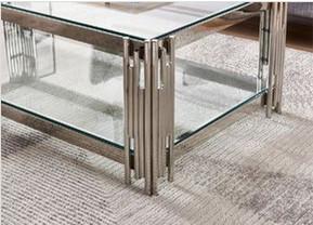 Wholesale Stainless Steel Base Tempered Low Glass Top Postmodern Coffee Table 40cm High from china suppliers