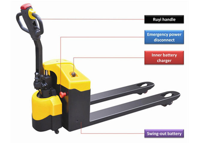 Horizontal Driving Wheel Motorised Pallet Jack , Balanced Semi Electric Pallet Jack