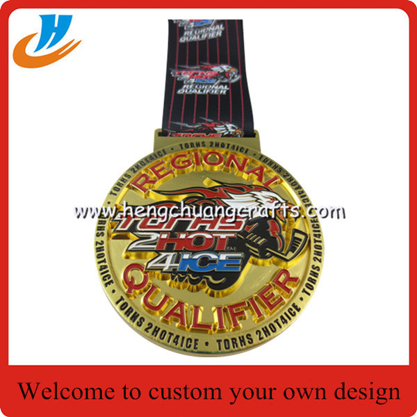 Alloy die cast sport medals,sports metal medallions with ribbon