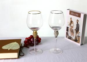 Wholesale Hand Blown 20Oz Lead Free Crystal Wine Glasses Gold Rim Diamond Decoration from china suppliers