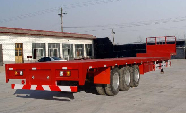 40 Foot tandem Flat Bed Semi Trailer With Bogie Suspension And Brake System