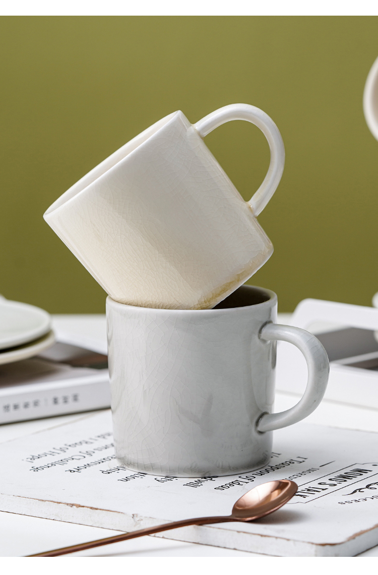Custom Logo Printed Ceramic Coffee Mug Eco Friendly 2024 Mugs With Retro Crack Pattern