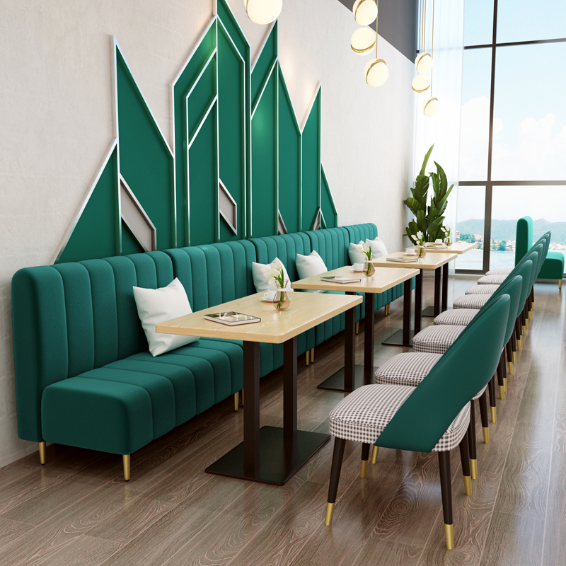 Outdoor Velvet Restaurant Dining Table And Chairs Set Fabric 160cm 180cm Modern