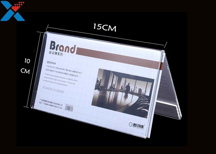 V Shape Clear Acrylic Tabletop Sign Holders , Meeting Acrylic Table Tent Holders