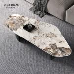 Black White Marble Stone Top Coffee Table Sets Stainless Steel L140xW60xH38cm