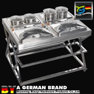 Wholesale SS 304 Food Service Trolley Mobile Buffet Stations With 4 Electric Heating Chafing Dishes Set from china suppliers