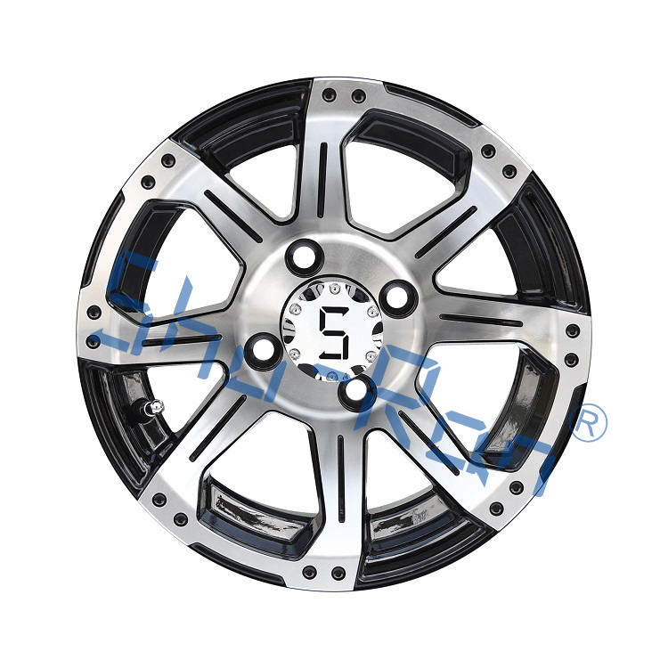 Golf Cart 12''/14'' Machined/ Glossy Black Aluminum Wheels Rims for Club Car, EZGO, YMH Golf Carts