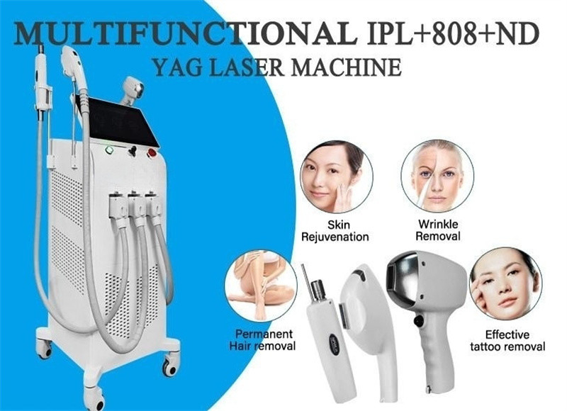 3in1 Ipl 808nm Diode Laser Machine Nd Yag Tattoo Removal Device