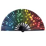 Large Bamboo Folding Hand Fan Custom Print Rave Festival Handheld Fan for